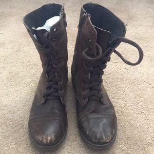 Steve Madden Combat Brown Leather Boots